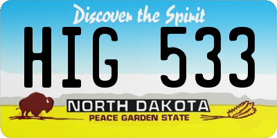 ND license plate HIG533