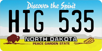 ND license plate HIG535