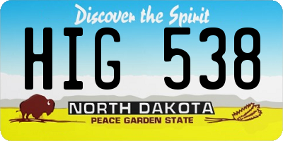 ND license plate HIG538