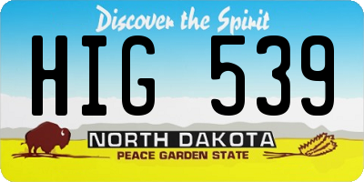 ND license plate HIG539