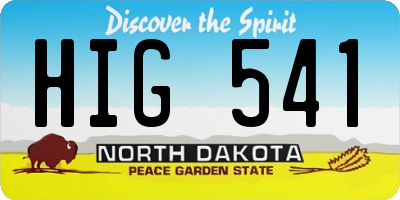 ND license plate HIG541