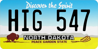 ND license plate HIG547