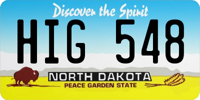 ND license plate HIG548