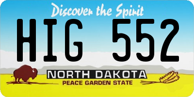 ND license plate HIG552