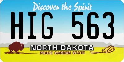 ND license plate HIG563