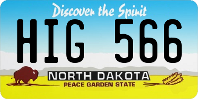 ND license plate HIG566