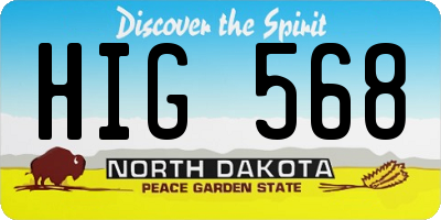 ND license plate HIG568