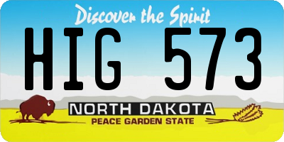 ND license plate HIG573