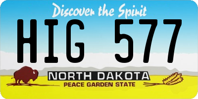 ND license plate HIG577
