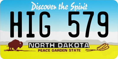 ND license plate HIG579