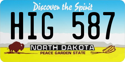 ND license plate HIG587
