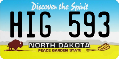 ND license plate HIG593