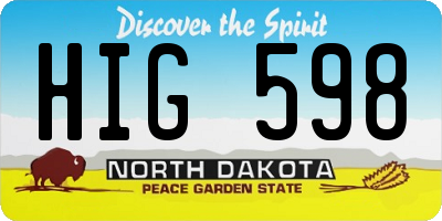 ND license plate HIG598