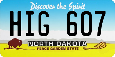 ND license plate HIG607