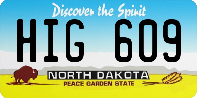 ND license plate HIG609