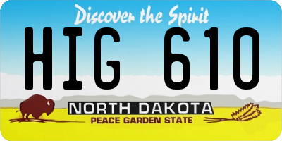 ND license plate HIG610