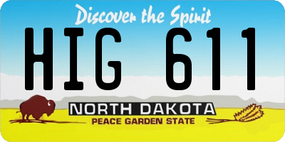 ND license plate HIG611