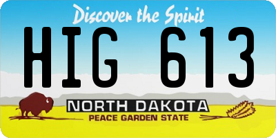 ND license plate HIG613