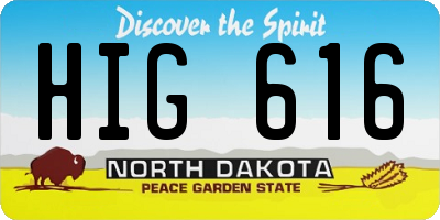 ND license plate HIG616