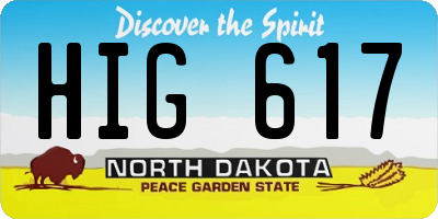 ND license plate HIG617