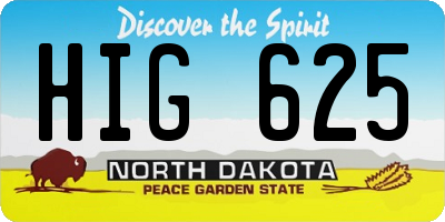 ND license plate HIG625