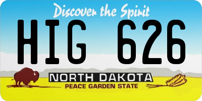 ND license plate HIG626