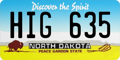 ND license plate HIG635