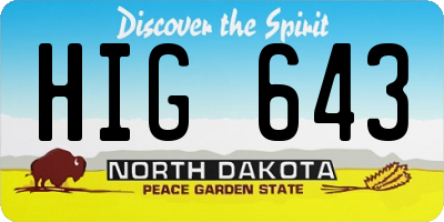 ND license plate HIG643