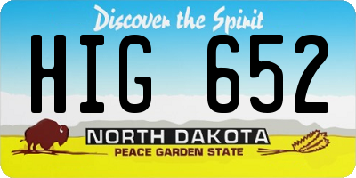 ND license plate HIG652