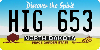 ND license plate HIG653