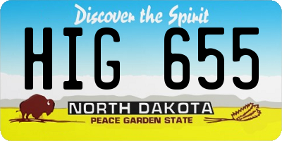 ND license plate HIG655
