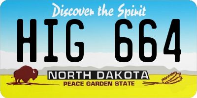 ND license plate HIG664