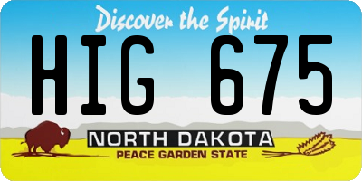 ND license plate HIG675