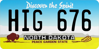 ND license plate HIG676
