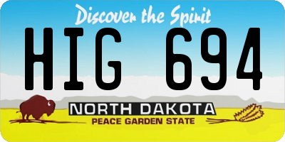 ND license plate HIG694