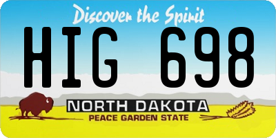 ND license plate HIG698