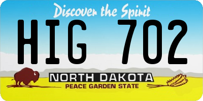 ND license plate HIG702