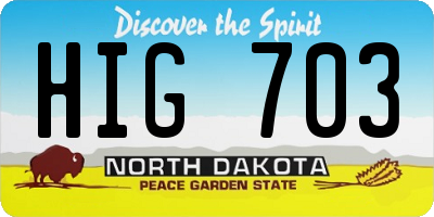 ND license plate HIG703
