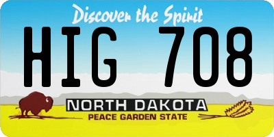 ND license plate HIG708