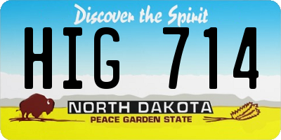 ND license plate HIG714
