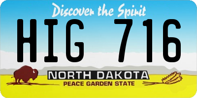 ND license plate HIG716
