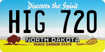 ND license plate HIG720