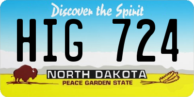 ND license plate HIG724