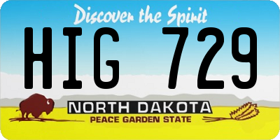 ND license plate HIG729