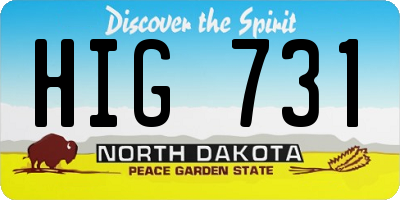ND license plate HIG731