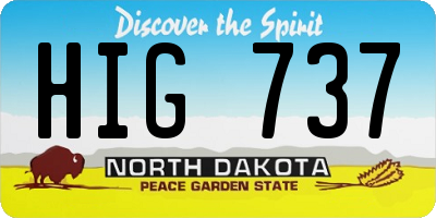 ND license plate HIG737