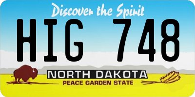 ND license plate HIG748