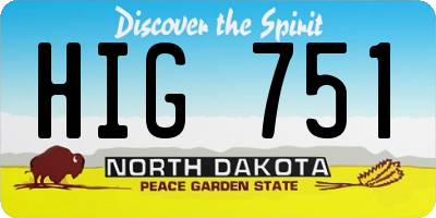 ND license plate HIG751