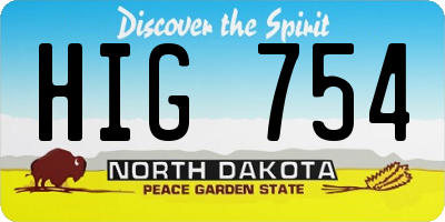 ND license plate HIG754