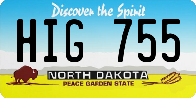 ND license plate HIG755